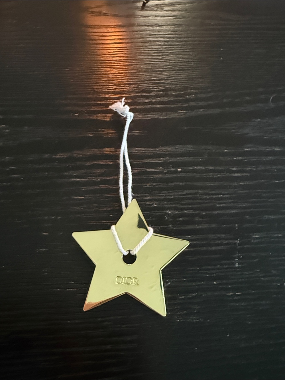 Dior Metallic Gold Star Hanging Charm with White Cord